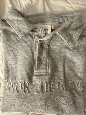 Kids Grey Polo Top with Embroidered Script